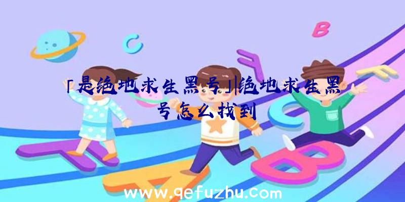 「是绝地求生黑号」|绝地求生黑号怎么找到